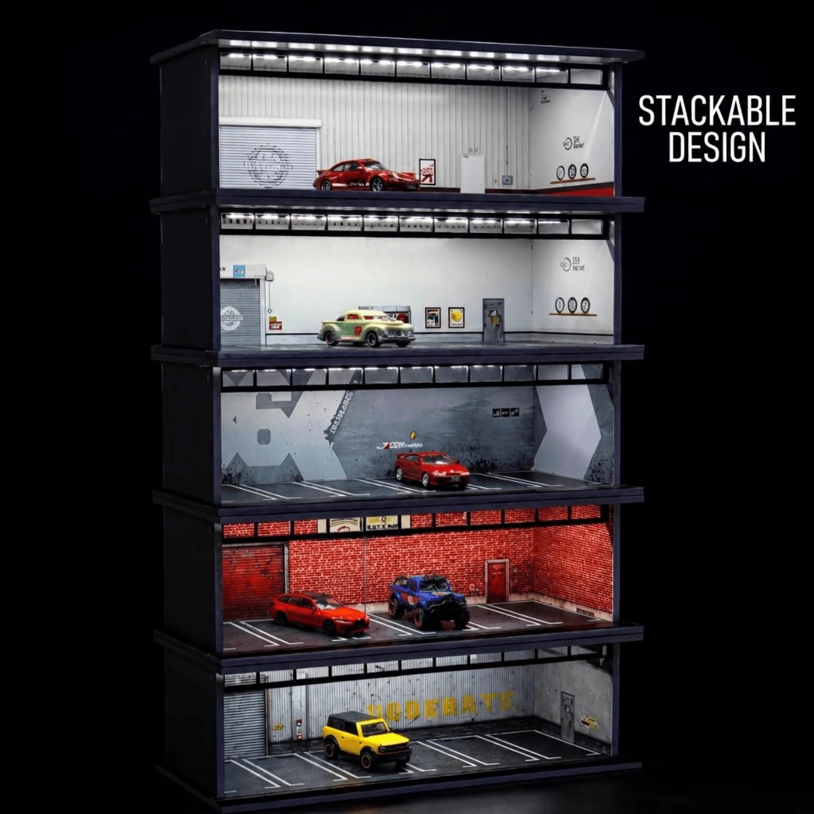 Amazon.com: 1/64 Diorama Display Garage with LED Lights for Hot